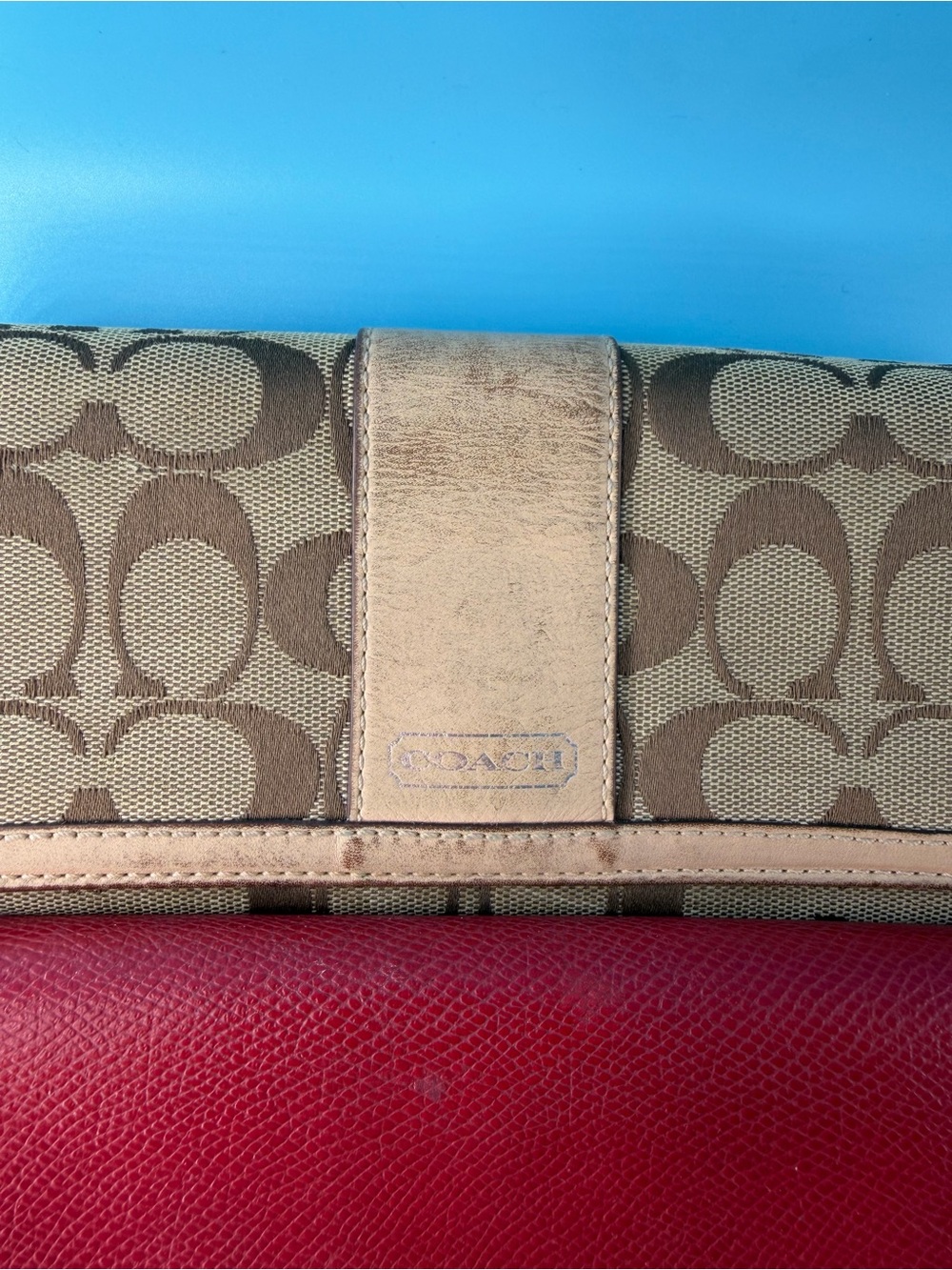 COACH Project Long Wallet Bundle Lot Leather Monogram Zip Flaw Red - Picture 2 of 9